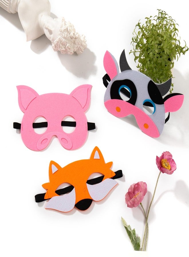 INF-STAR Felt Masks Set - 6PCS Old Man Old Woman Gingerbread Man Fox Cow Pig Costume Masks for Kids Birthday Party, Christmas Play & Halloween Dress Up - Image 3